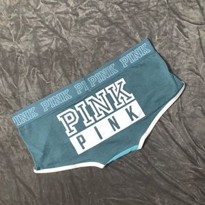NWT Victoria’s Secret PINK Rare Logo Boyshort Shortie Panties Blue-Green Medium